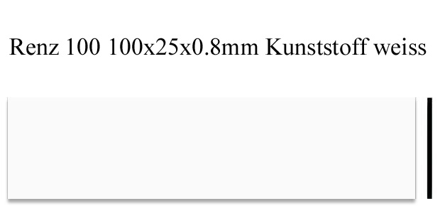 Briefkastenschild Renz 100 x 25 x 0,8 Kunststoff weiss